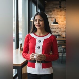 Wondershop Red Santa Style Long Sleeve Top